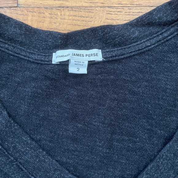 JAMES PERSE Long Sleeve V-Neck Top Black Knit Size 2/Medium - Picture 3 of 9